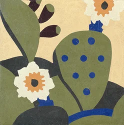 Azulejo de habitación de Texas Occidental que representa plantas de cactus, c.1936
